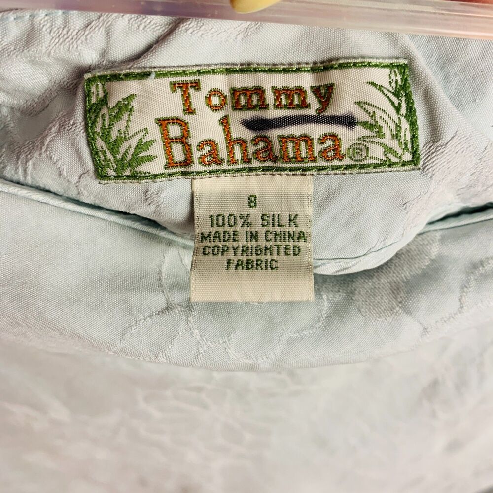 Tommy Bahama 100% Silk Teal Embroidered Floral A-Line Skirt Women's Size 8 Beach - Picture 3 of 8